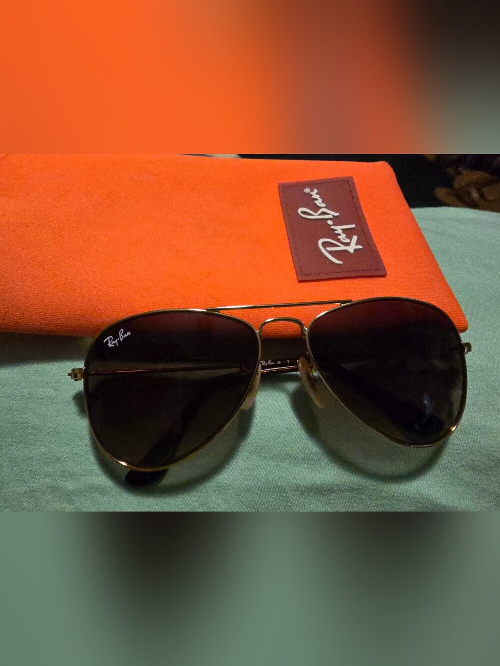 Ray-Ban Gold Frame Aviator Sunglasses with Black Lenses Kids